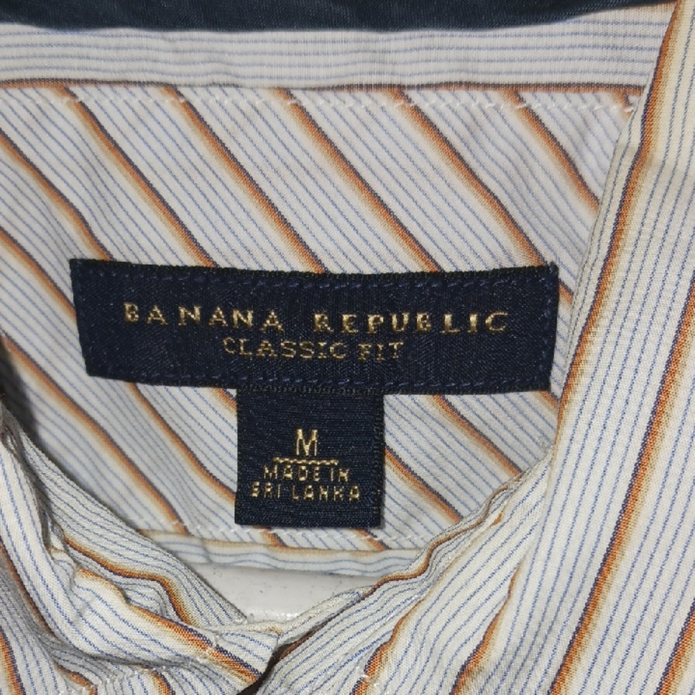 Banana Republic Men's Striped Shirt - Brown and White - Picture 2 of 4